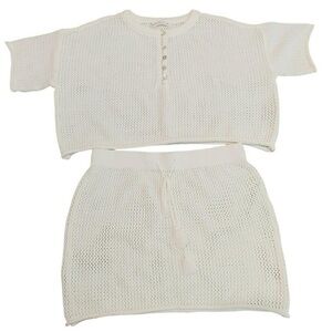 White Knit Sweater and Skirt Set